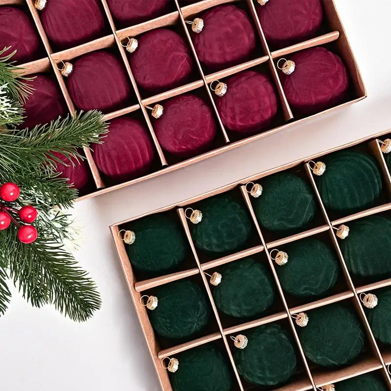クリスマスボールセット,ベルベットのぬいぐるみ,室内装飾,家庭,休日,1箱あたり20個
