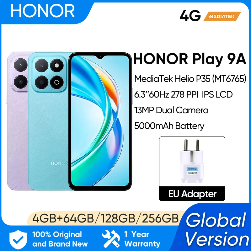 Global Version HONOR Play 9A 4G Smartphone MediaTek Helio P35 6.3
