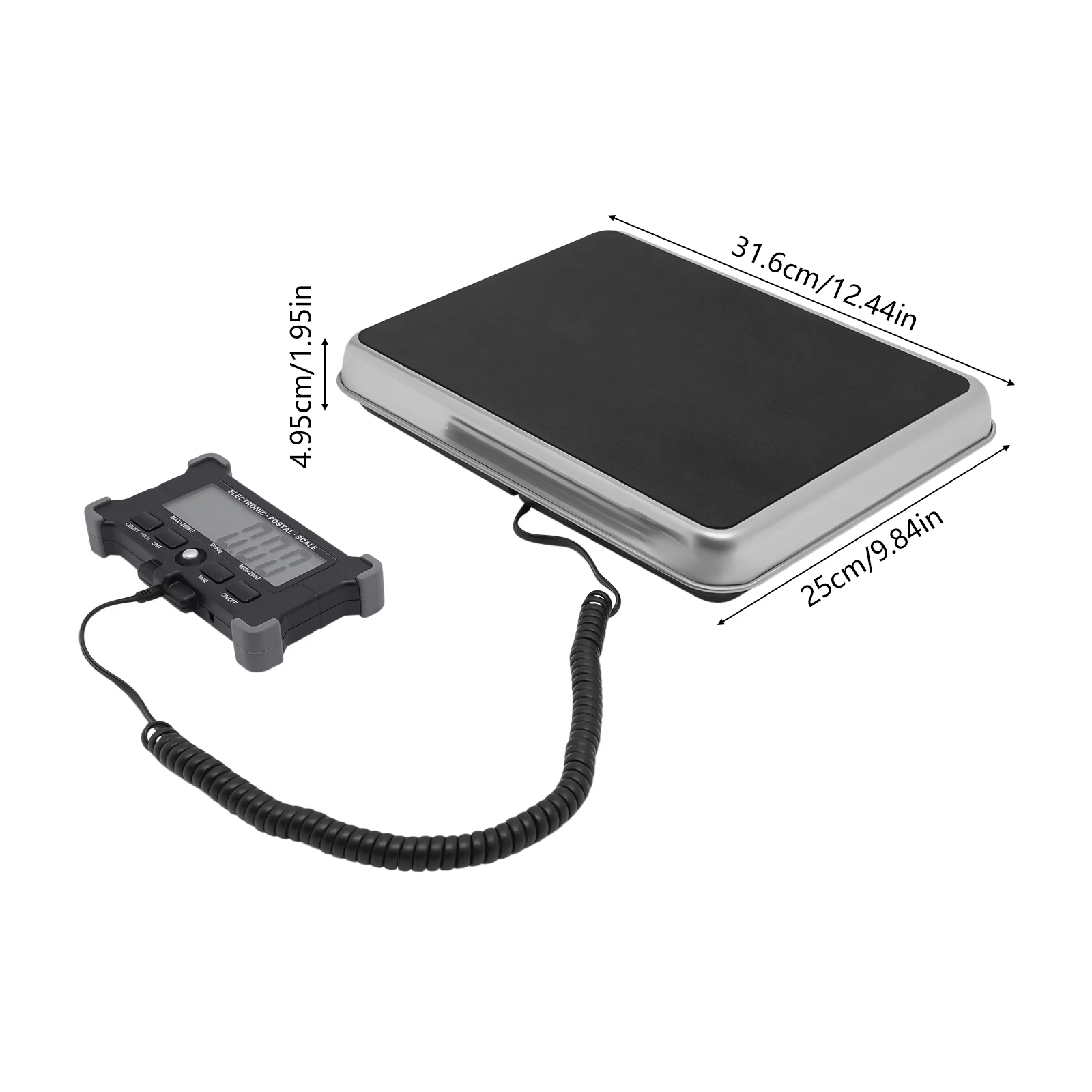 Digital Scale 200Kg/440.92lbs Electronic Postal Scale Stainless Steel Floor Scale HTN HD Display Portable Shipping Scale