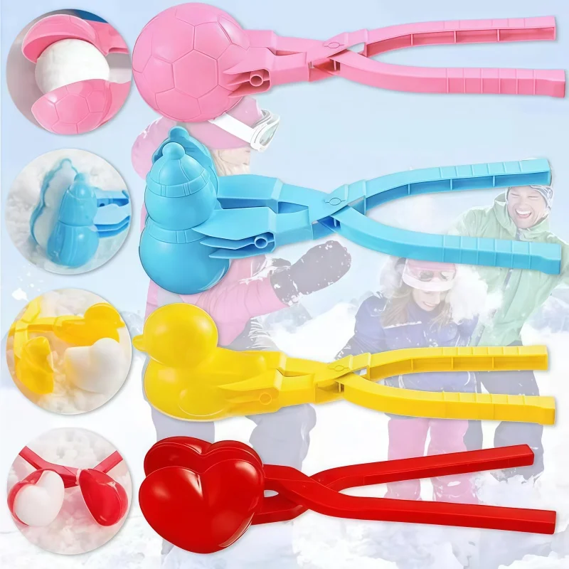 

Winter Snow Toys for Kids 6 Pack Molds Set Duck Heart Ball Snowman Castle Building Tools Outdoor Play Sand Beach Fun Creative Ch