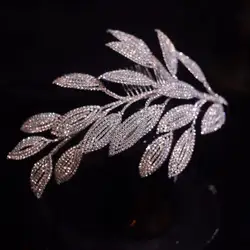 New Sparkle Crystal Leaves Brides Headwear Headpieces Baroque Headbands Bridal Hair Accessory