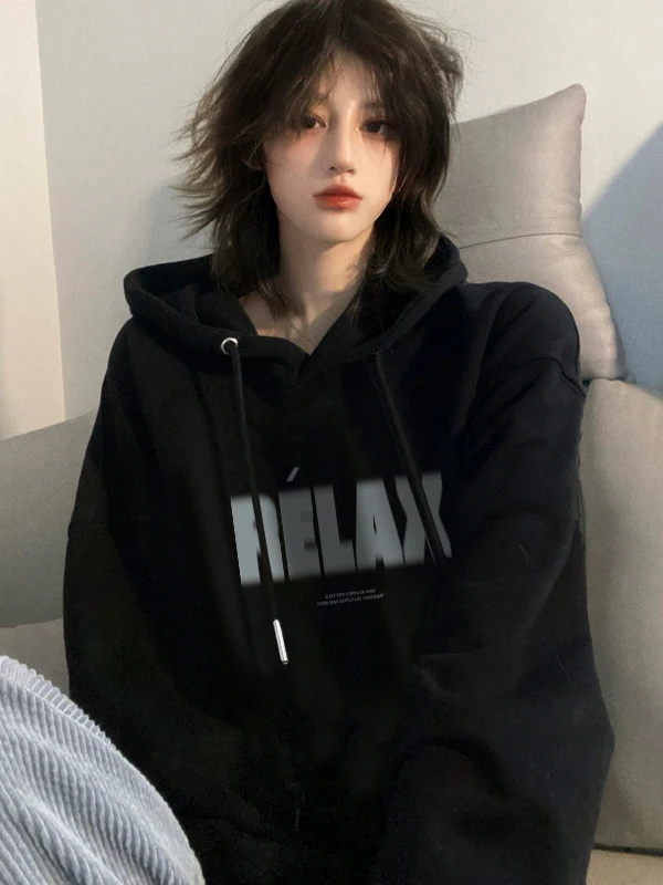 

Oversize Hoodie Women's plus Size Slimming Autumn Winter Fleece Thickened Korean Style Street Fashion Outerwear Sweatshirt