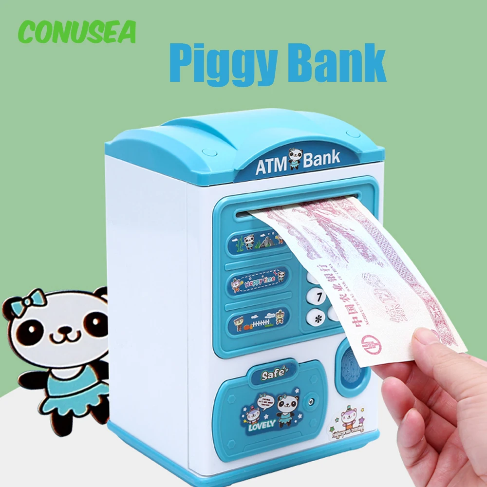 

Electronic Piggy Moneybox Safs for Money Cash Register Smart Fingerprint Automatic Banking for Kids Password Safe pretend play