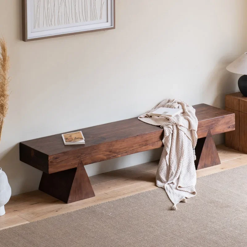 Solid Wood Bedroom Bench for Bedside Shoe Changing Resting Waiting Area Creative Design for Home Hotel B&B Leisure Furniture