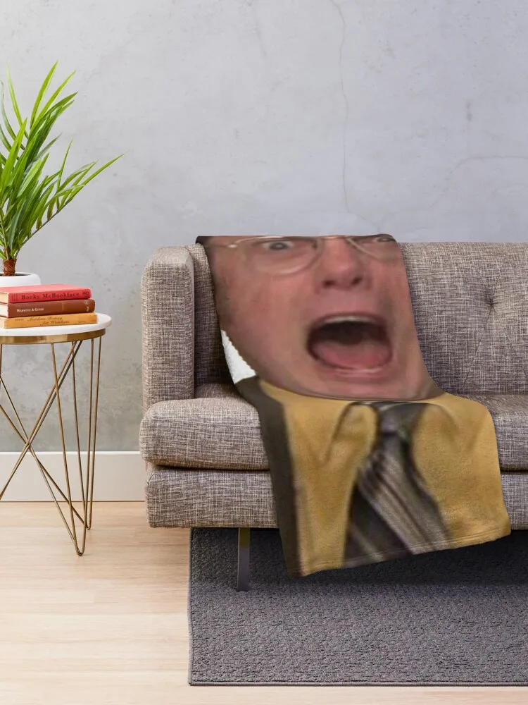 Dwight Schrute Screaming Throw Blanket manga blankets and throws Polar Plush Blankets