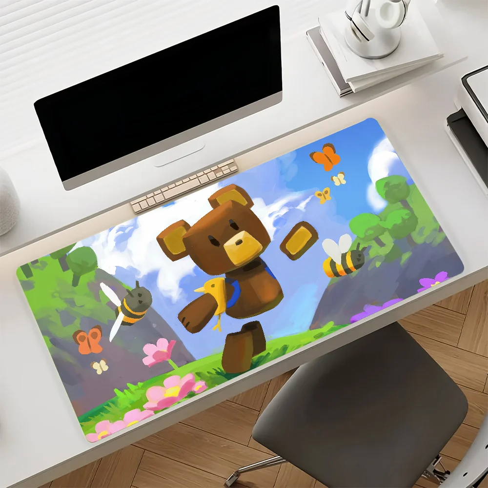 Game S-Super Bear Adventure Mouse Pad Large Non-Slip Waterproof Mat Stitched Edge Keyboard Pad for Gaming Daily Office