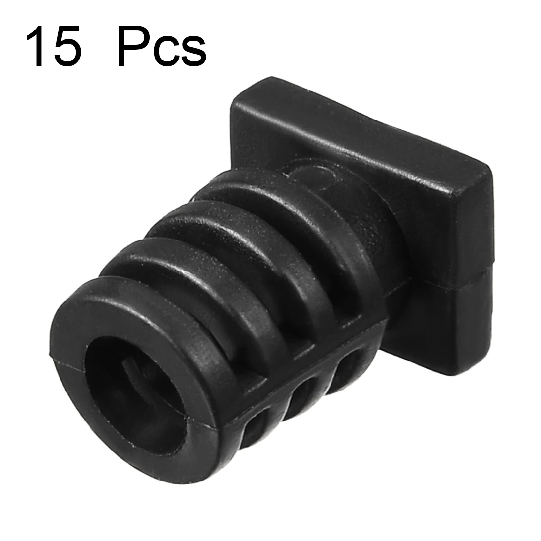 15Pcs 6mm Inner Dia PVC Square Strain Relief Cord Boot Protector Sleeve Power Tool Hose Black