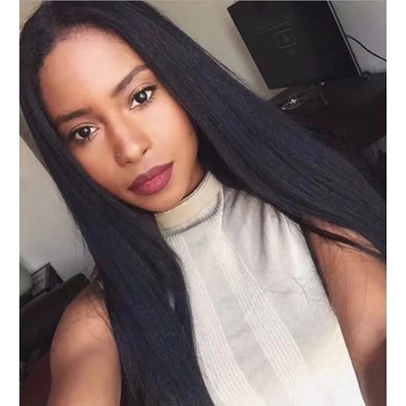 センターパート ロングストレート 黒人女性用ウィッグ ボタンメッシュ 化学繊維フィラメント 映画 セレブリティ コスプレ ヘアセット 日常着用