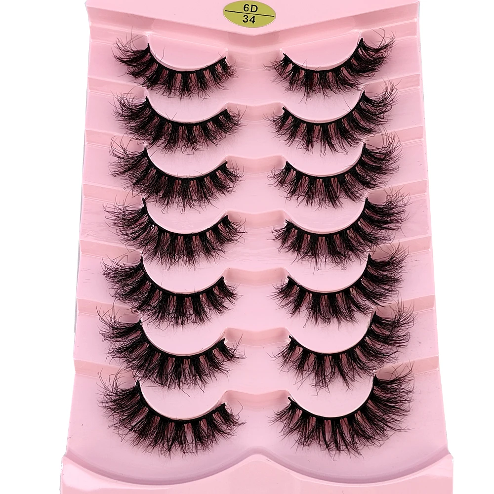7pairs Natürliche Russische Streifen Wimpern Flauschigen Nerz Wimpern 3D Falsche Wimpern Flauschigen Volumen Wimpern Gefälschte Wimpern Verlängerung Make-Up
