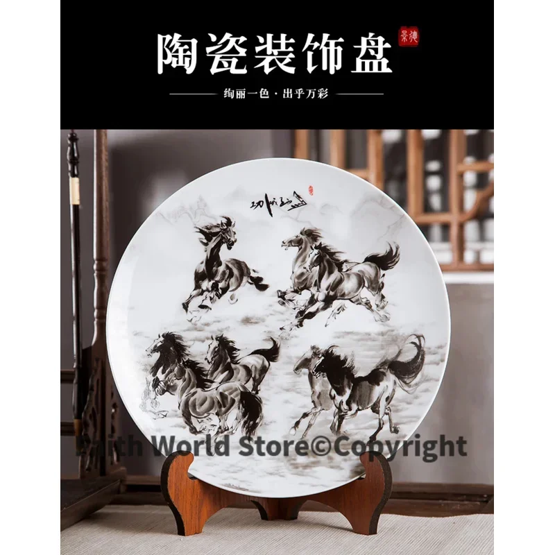2026 NEW HOME office TOP Business decoration ART Mascot GOOD LUCK Success talisman porcelain 8 horses FENG SHUI ART Statue