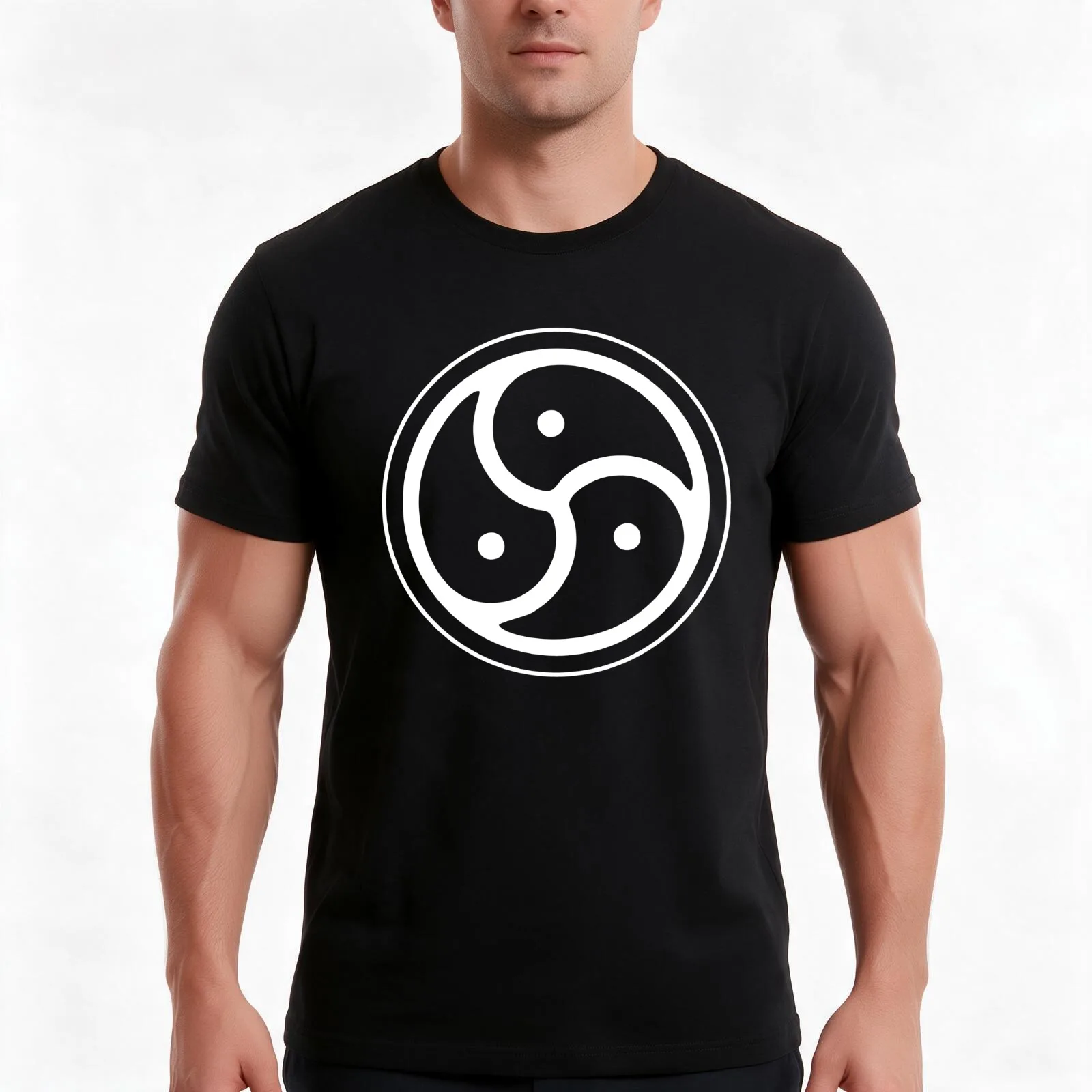 BDSM Triskelion T-Shirt, Summer Casual Cotton Tee, Oversized Streetwear Tops, Vintage Graphic Print, Loose Fit Short Sleeve