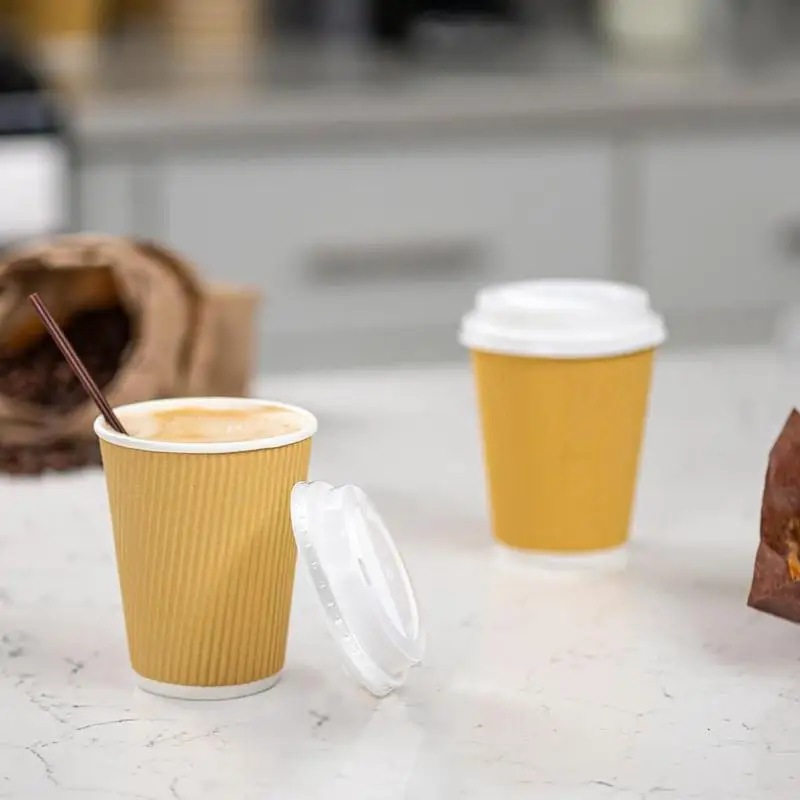 

Paper Hot Cups Paper Service Cups 100X Insulated Thick Leakproof Non-Slip Party Supplies For Travel Party Serving Drinks Tea