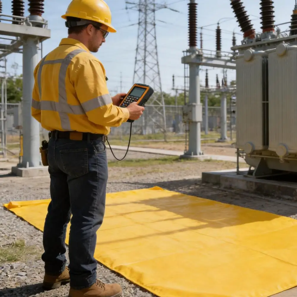 High-Voltage EVA Insulating Blanket for Live Work 10kV Rated Electrical Rubber Mat 0.1in Thick Lightweight Insulation Cover for