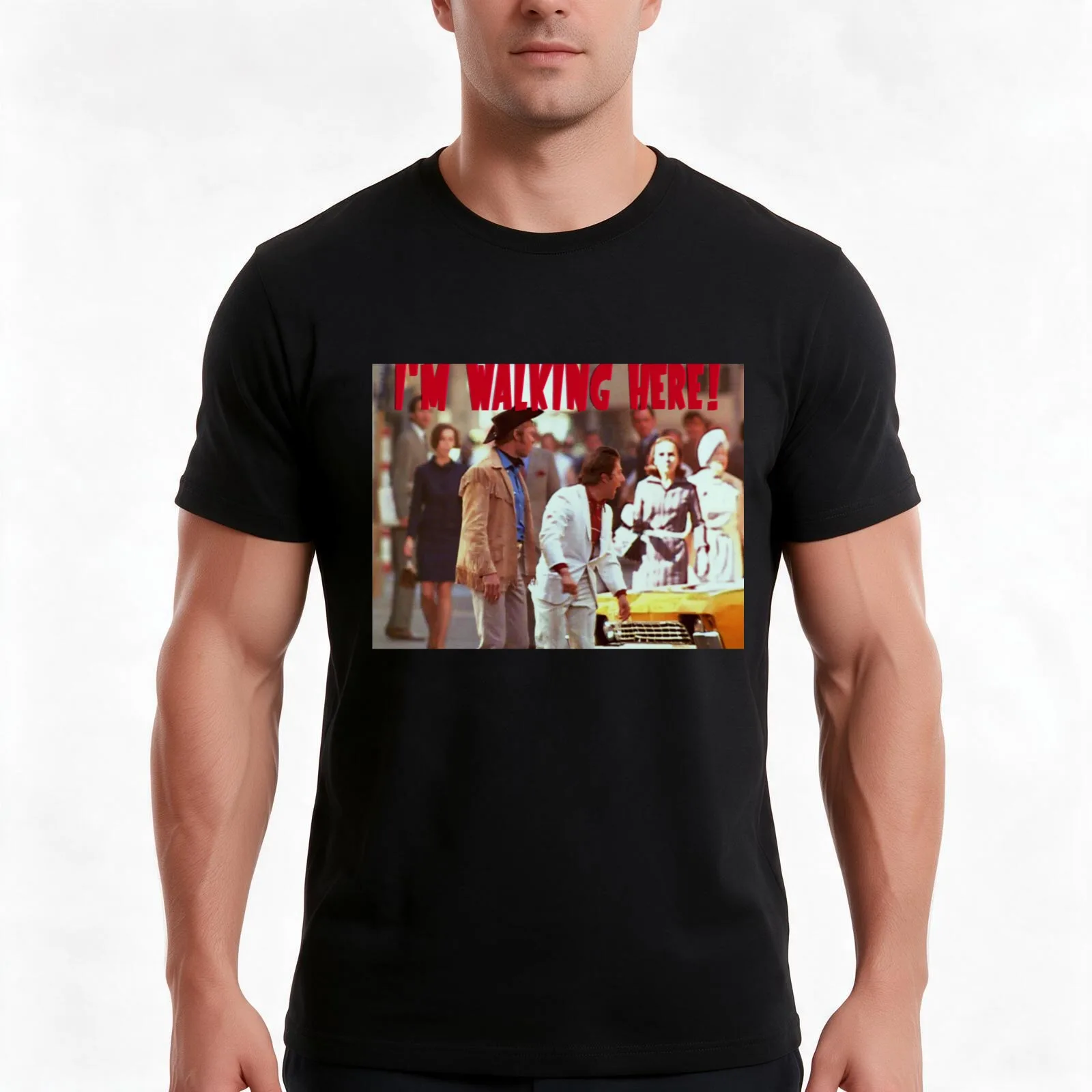 I'm Walking Here! T-Shirt, Summer Casual Cotton Tee, Oversized Streetwear Tops, Vintage Graphic Print, Loose Fit Short Sleeve