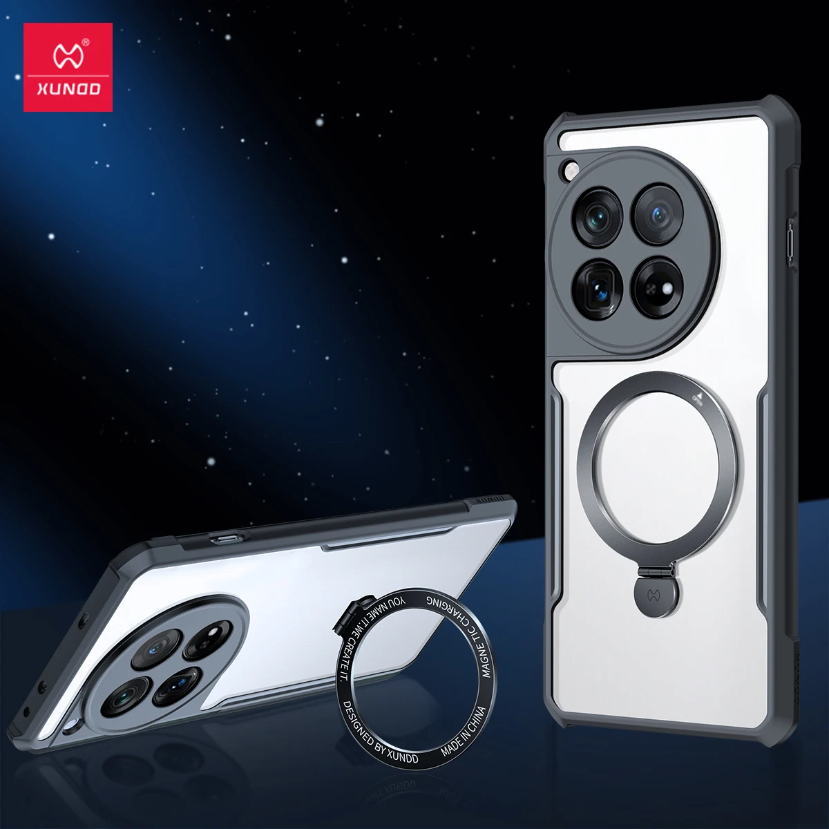 Etui magnetyczne Xundd do Oneplus 12 Poduszka powietrzna zapobiegająca upadkom Ochrona aparatu Składany uchwyt magnetyczny Etui do Oneplus 12