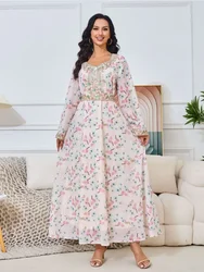 Abaya-Robe de Soirée pour Femme, Tenue Longue de Mariage, Broderie Florale, Dubaï, Ramadan, 2024