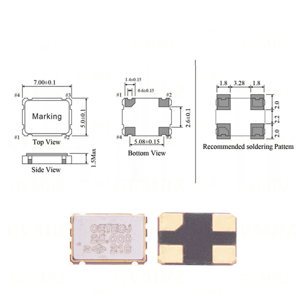 5PCS 26MHZ  5070 SMD 4Pin Passive Crystal Oscillator - High Precision Quartz Resonator 33MHZ 50MHZ  25MHZ HJXRHGAL