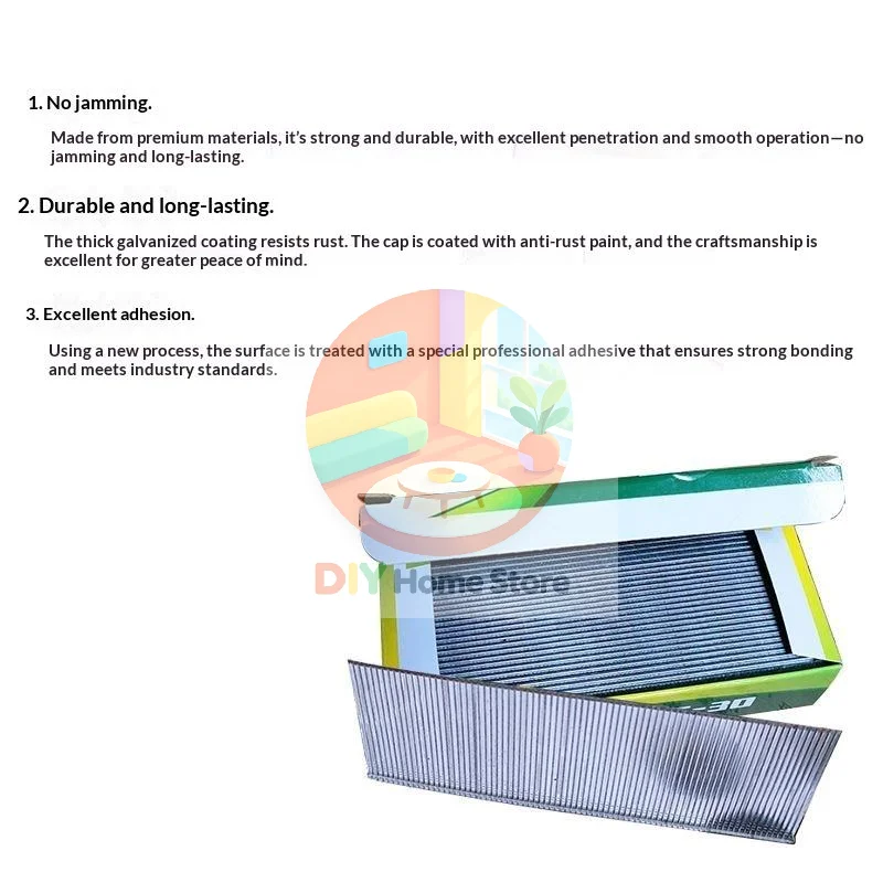 1360/3230Pcs Galvanized Brad Nails F15-F50 Rustproof Fastening Nails for Pneumatic Electric Nail Guns Garden Building
