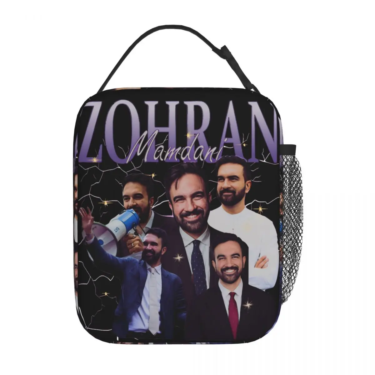 

Zohran Mamdani New York Retro Vintage Lunch Bag Thermal Bag Reusable High Capacity Tote Lunch Box for Men Women College Travel