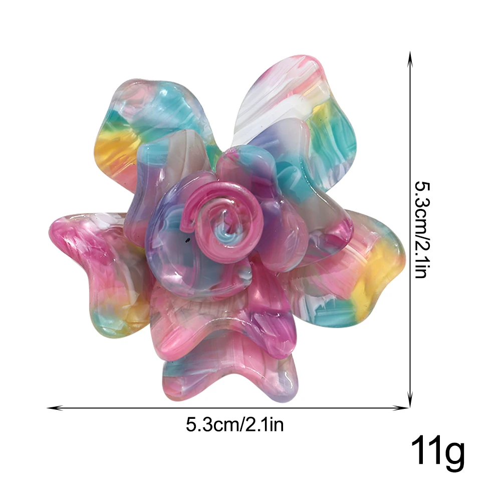 New Colorful Acetate Resin Flower Brooches for Women Elegant Acrylic Camellia Floral Badge Pins Jewelry Clothes Accessories Gift