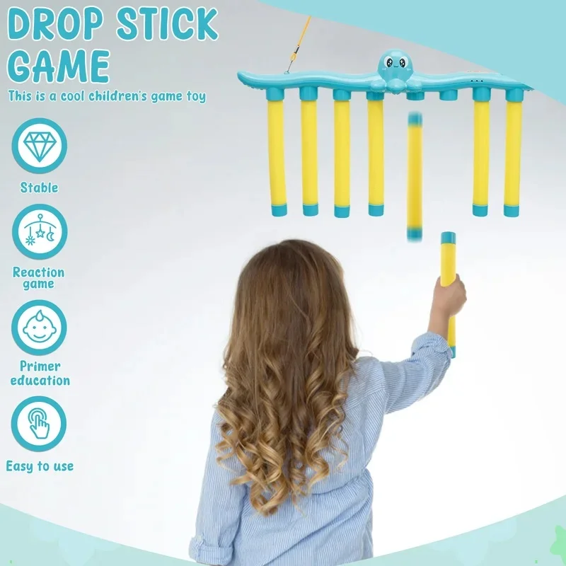 Challenge Falling Sticks Game, Kids Stick Catching Toy, Training Reaction Hand Eye Educational Parent-Child Interactive Toy
