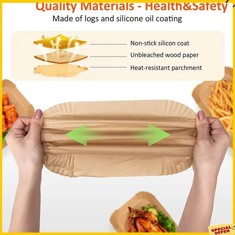 A24P 에어 프라이어 라이너 닌자 듀얼 용 일회용 종이, 200 Pcs 에어 프라이어 라이너 직사각형, 에어 프라이어 액세서리