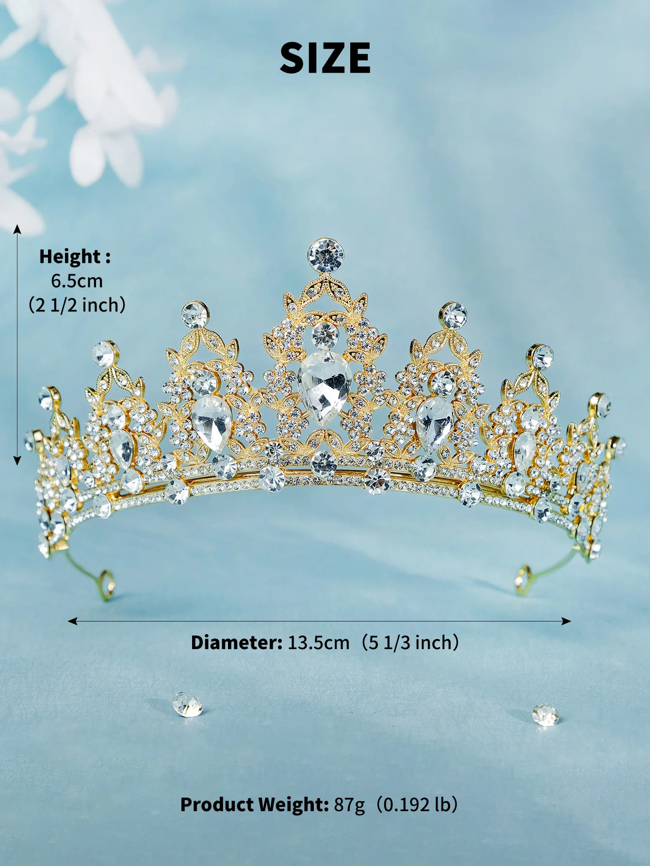 Mode Schwarz Kristall Haar Krone für Frauen Haar Zubehör Prom Gold Farbe Tiaras und Kronen Braut Haar Schmuck Geschenke – Detail 36