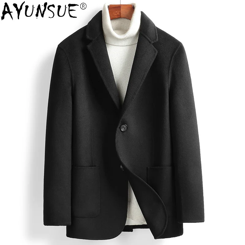 

AYUNSUE Autumn Wool Jackets for Men Clothing Double-sided Woolen Mens Coats Black Korean Outerwear Casual Manteau Homme SQQ311