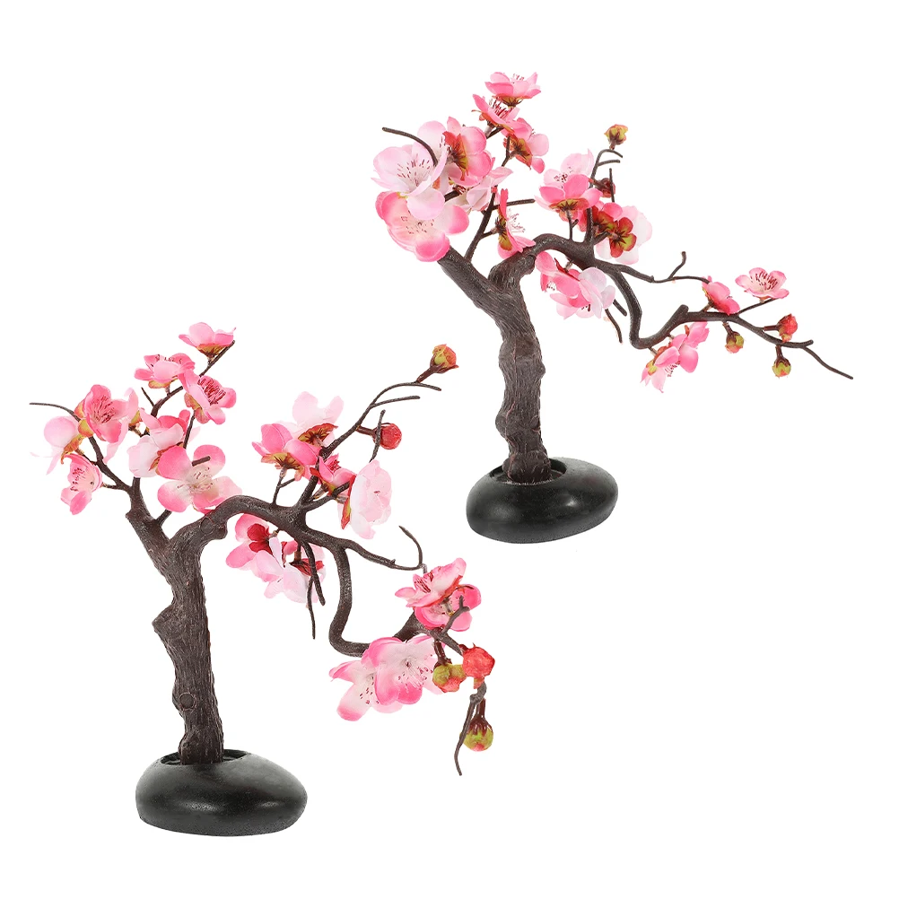 

2pcs Creative Sashimi Plate Decor Artificial Plum Blossom Branches Fake Flower Ornaments Lightweight Hotel Restaurant Dining
