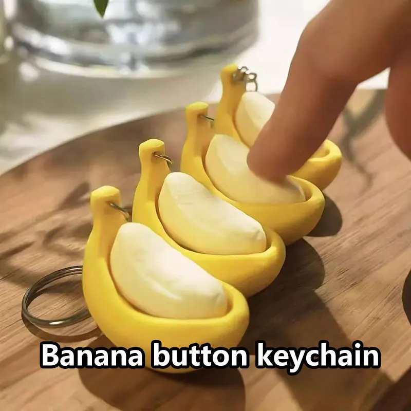 3D Printed Banana Button Clicker Click Clack Squeeze Fidget Toy Realistic Banana Toy Gift Stress Relief Fidget Tool Squishy Toy