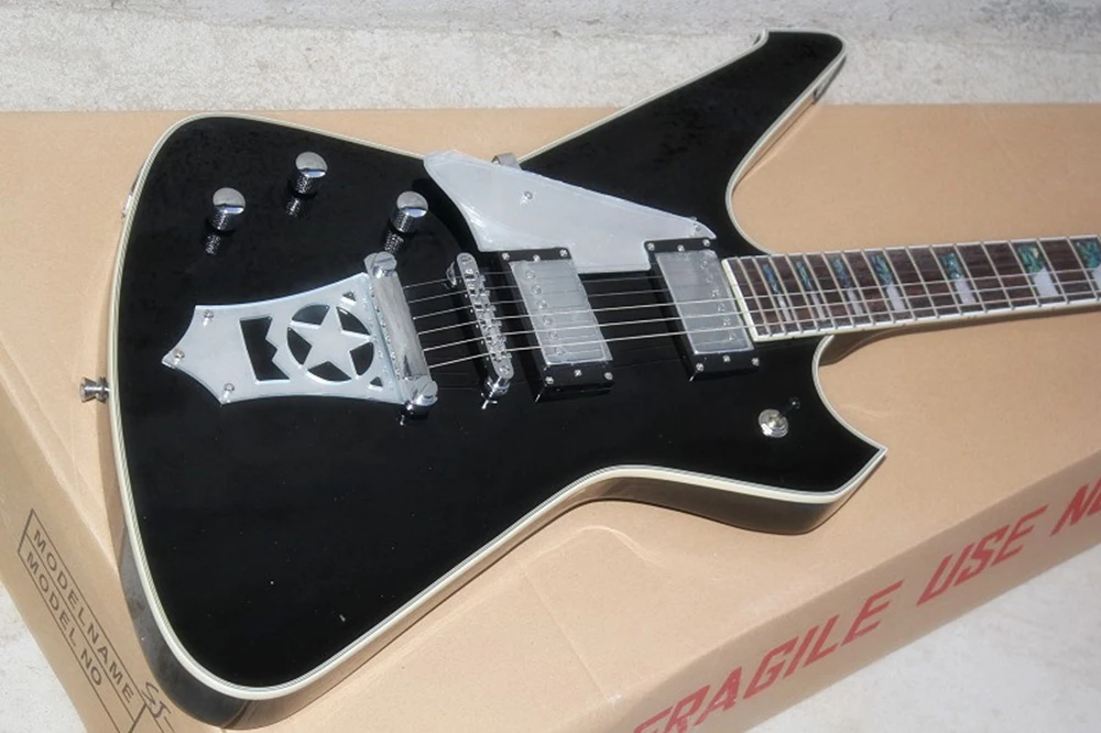 Left Hand 6 Strings Black Electric Guitar with Signature,Rosewood Fretboard,Customizable