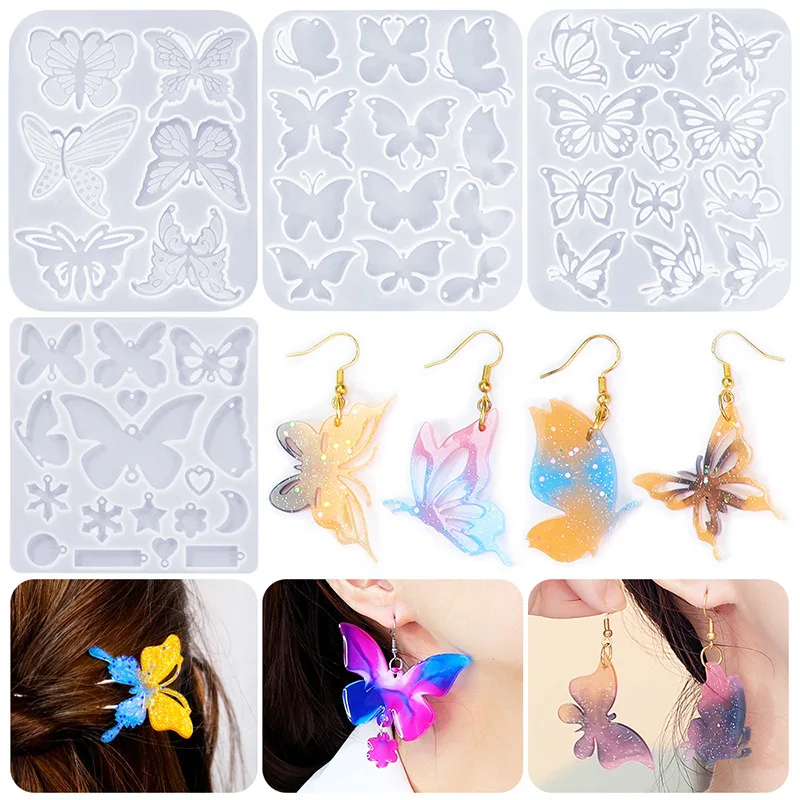 

Diy Mold Butterfly Series Earrings Silicone Mould Christmas Flower Butterfly Earrings Hairpin Charm Mold Halloween Molds