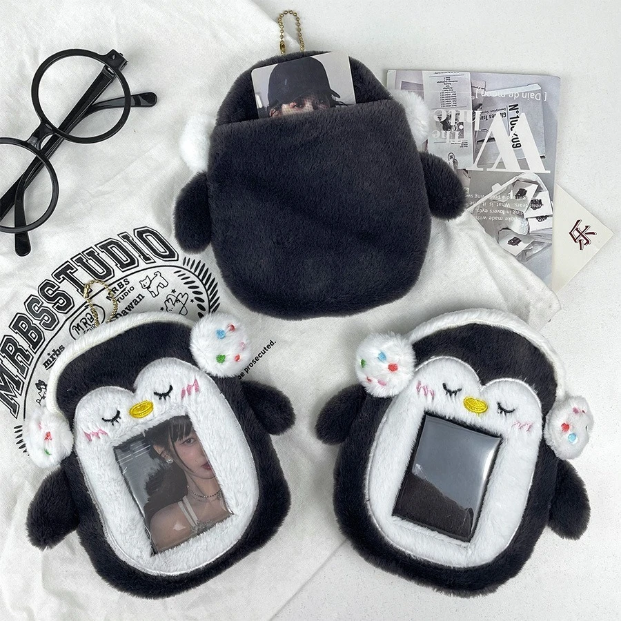 

Plush Cute Penguin Card Protector Kpop Photocard Holder Idol Postcards Sleeves Card Sleeves Bag Student ID Protection Pendant