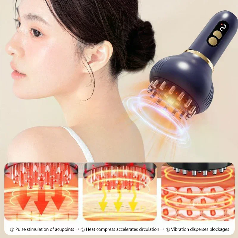 

Wireless Guasha Massager Body Relaxation Shaping Heating Meridian Scraping Brush Lymphatic Drainage Machine Fat Burner