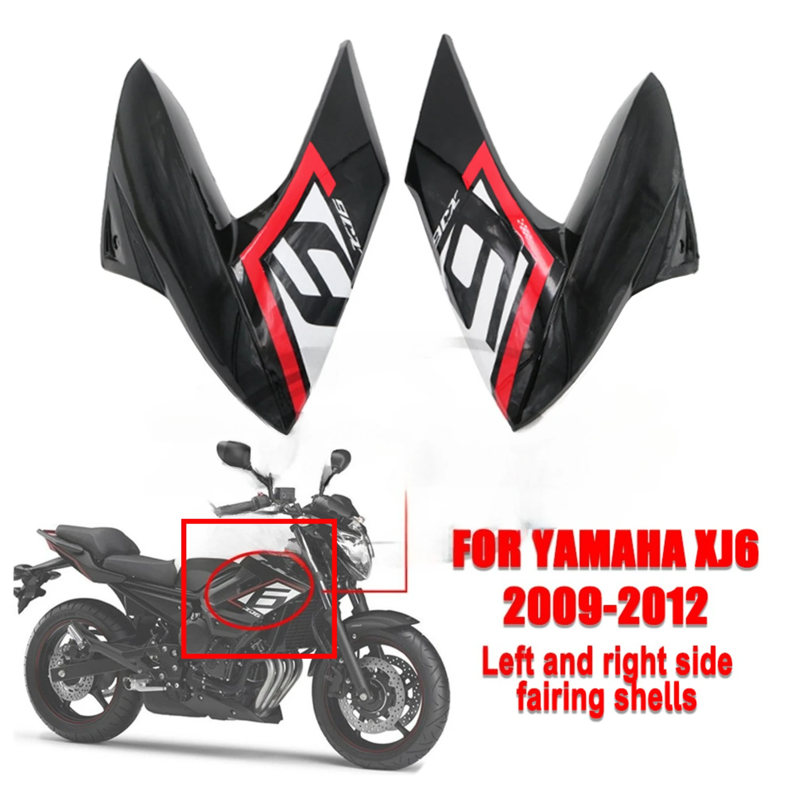 

For Yamaha XJ6 2009-2012 Middle Side Fairing Left Right Outer Cowl Body Panel Motorcycle Side Fairing Cover Replacement Parts
