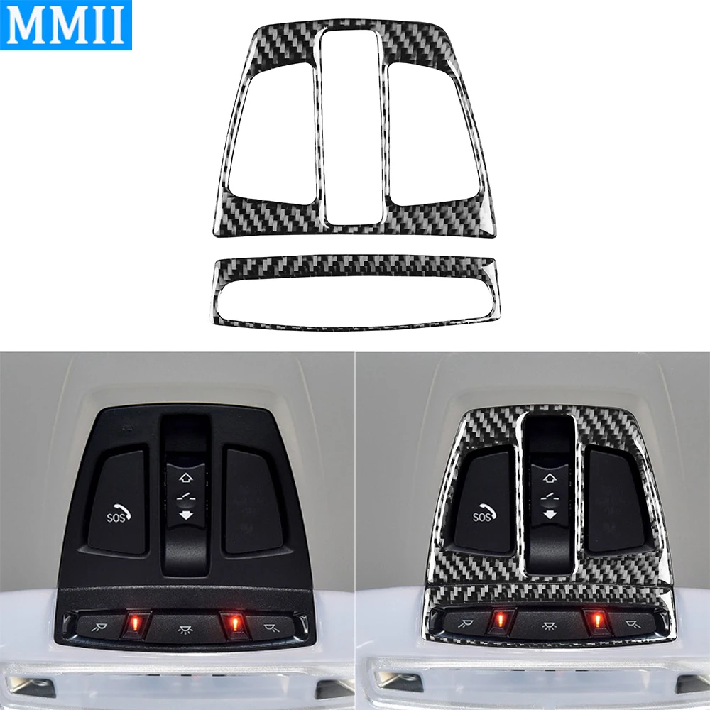 For Bmw X5 X6 f15 f16 2014-2017 Carbon Fiber Roof Reading Light Decorative Strip Car Interior Accessories Decoration Sticker