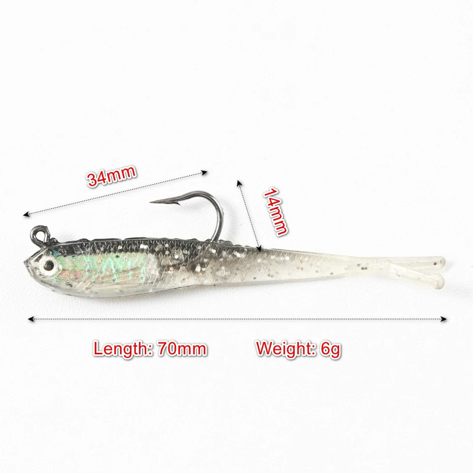 Weicher Köder Shad Schwanz 75mm Mit Oder Ohne Haken Fisch Künstliche Silikon Weiche Fisch Gabel Schwanz Wels Köder für Angelgerät – Detail 4