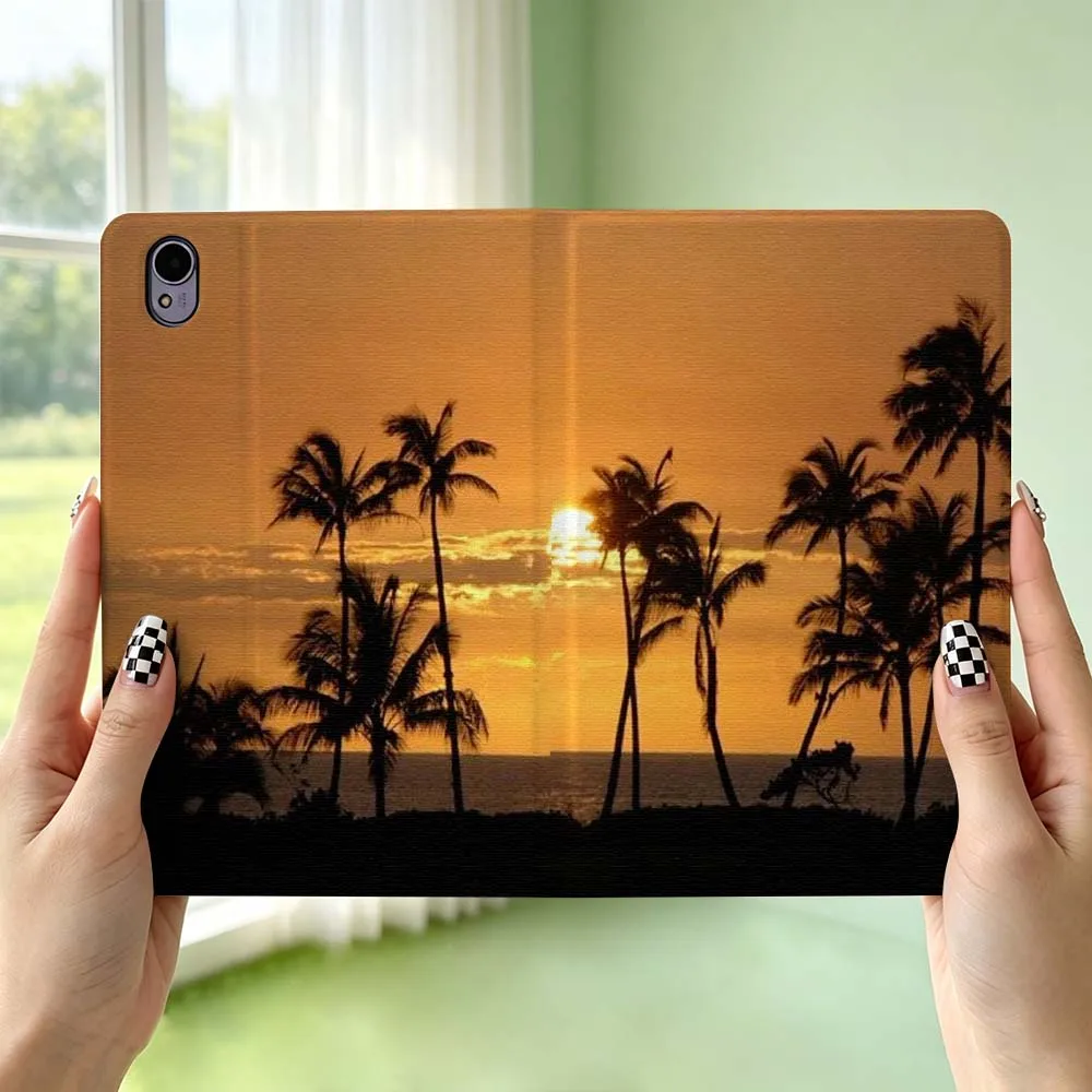 Sunrise Coconut Tree Pen Tray For Huawei MediaPad MatePad Honor Pro V6 9 V8 X9 X 10 13.3 12.3 11 11.5 Inch Tablet Case