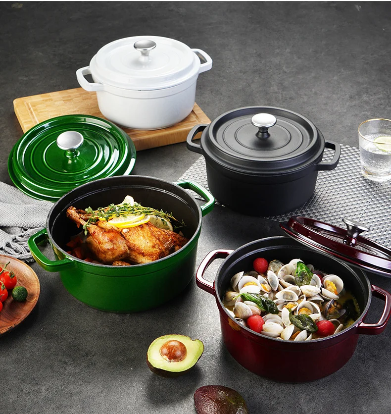 

non-coating non-stick multi-purpose Cast iron enamel pot double ear cast iron soup pot nHousehold wok cooking pot universal