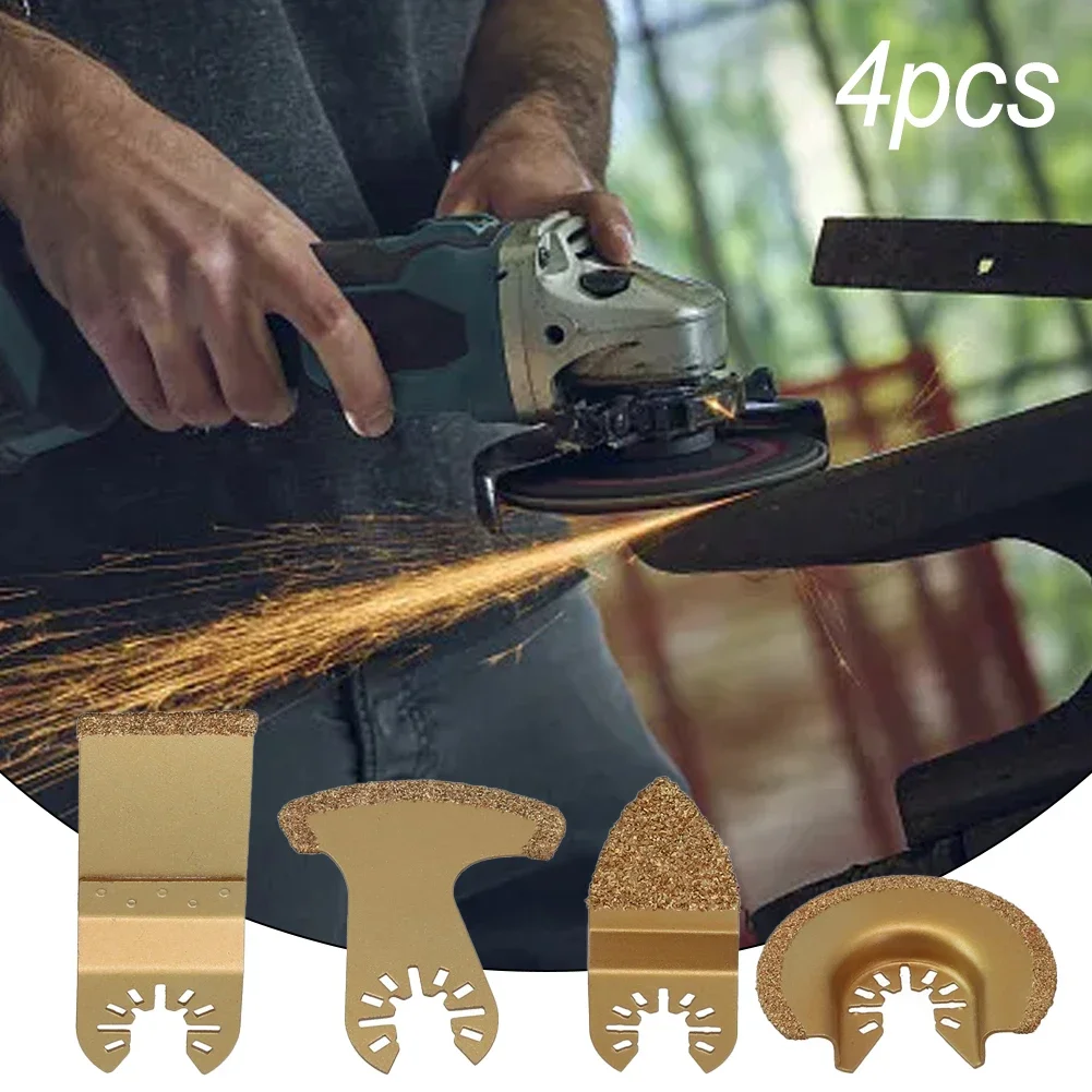 

Carbide Oscillating Multi Tool Segment Saw Blades Tile Grout Cutter 4pcs Set Polishing-Cement, Grit, Grinding And Removing-Grout
