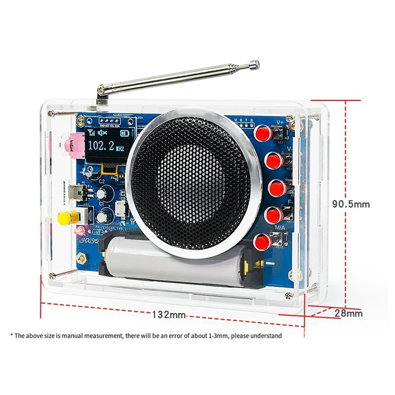 -077 FM Radio DIY Kit OLED Display Battery Rechargeable Welding Practice Assembly Electronic Production Kit-A23U