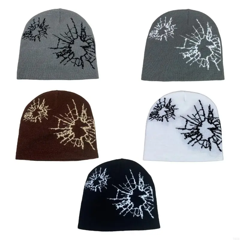 Casquette crâne tricotée chaude extensible, bonnet unisexe en verre foncé, tendance, pour Anime Street Fashion en plein