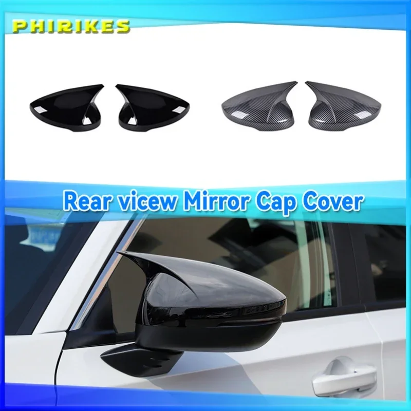 

Horn ABS Carbon Fiber Style Rear View Mirror Cover Rearview Caps For Honda Civic 11th 2022