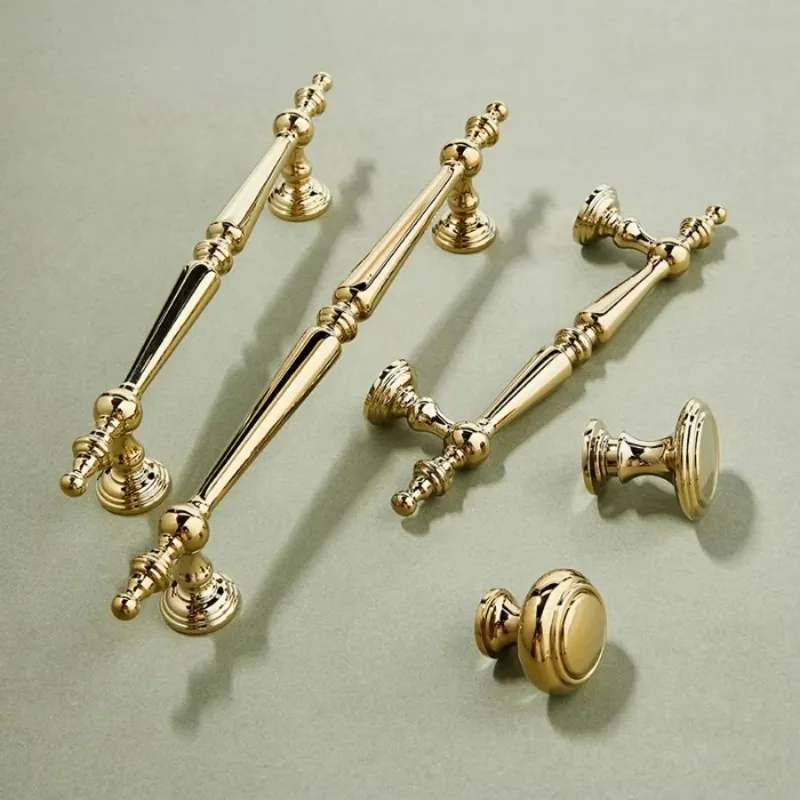

French Solid Brass Furniture Handles Luxury Knobs and Handles for Drawers Kitchen Useful Accessories Cabinet Pulls
