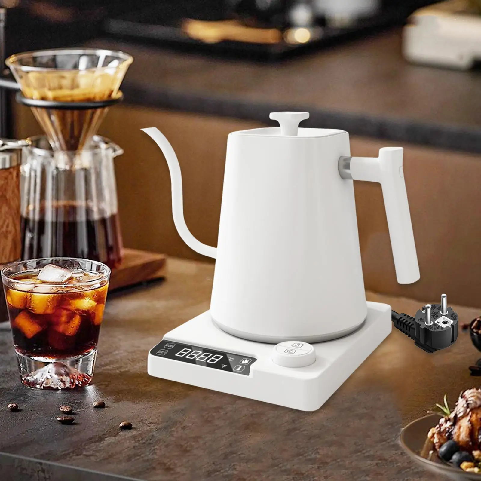 

Electric Gooseneck Kettle Fast Boiling Multipurpose Temp Control 0.9L Hot Water Boiler for Home Cafe Bar Office Kitchen Picnic