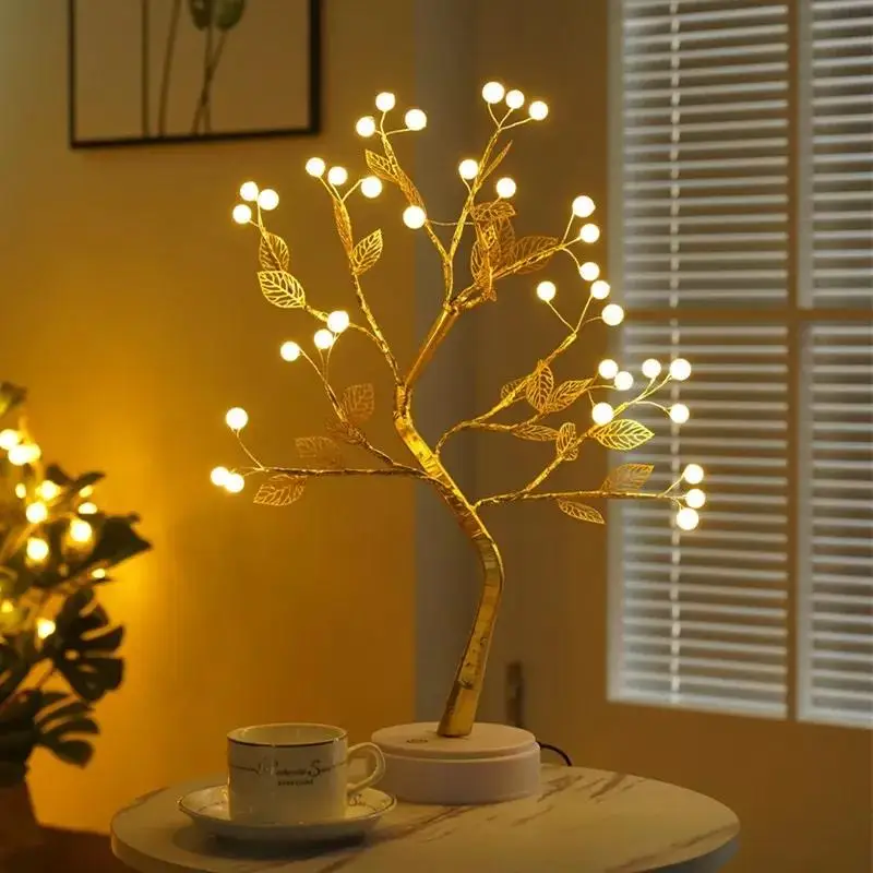 36/144 leds USB Bonsai Lamp Gypsophila Tree Night Light Touch Copper Wire Table Lamp Home Party Wedding Christmas Holiday Decor