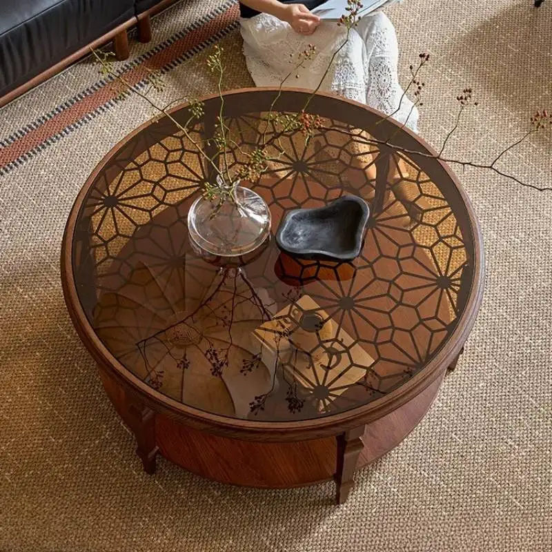 Nordic Brown Living Room Coffee Tables Design Low Lounge Living Room Coffee Tables Round Modern Mesa De Centro Furniture Home
