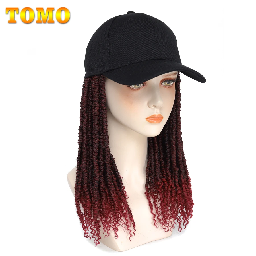 TOMO Ombre Passion Twist Synthetic Hair Baseball Cap Hat Wig Adjustable Cap Hair Extensions Baseball Hat Wig For Black Women