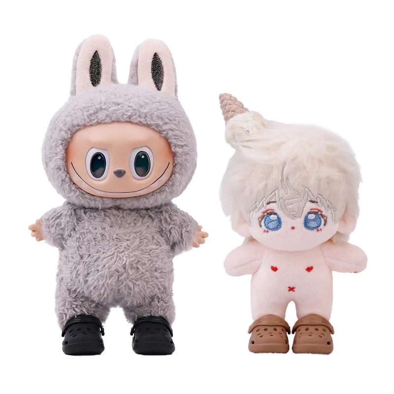 Zapatos perforados de colores macarrón a la moda para Labubu V1 V2 V3 de 17cm con zapatos con orificio ajustable para accesorios de muñecas Ladbubu