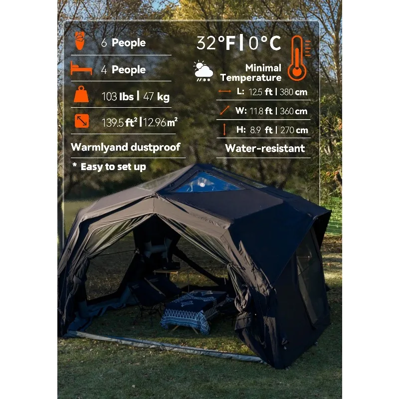 Air Cushion Tent - Black Portable Folding Inflatable Camping Tent Convenient Inflatable Air Cushion Tent